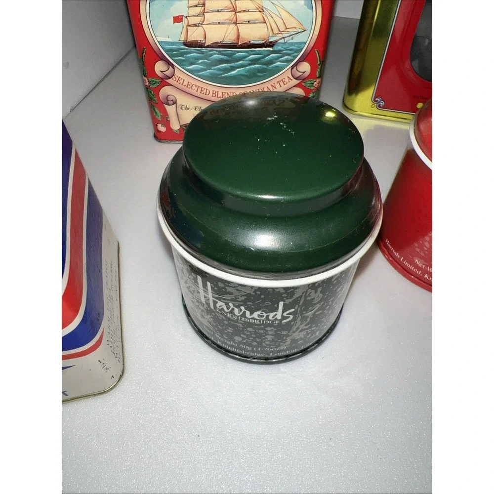 Vintage Lot Of 8 Tea Tins Jackson's Queen's Jubilee Harrods La Reale‎ Marquess
